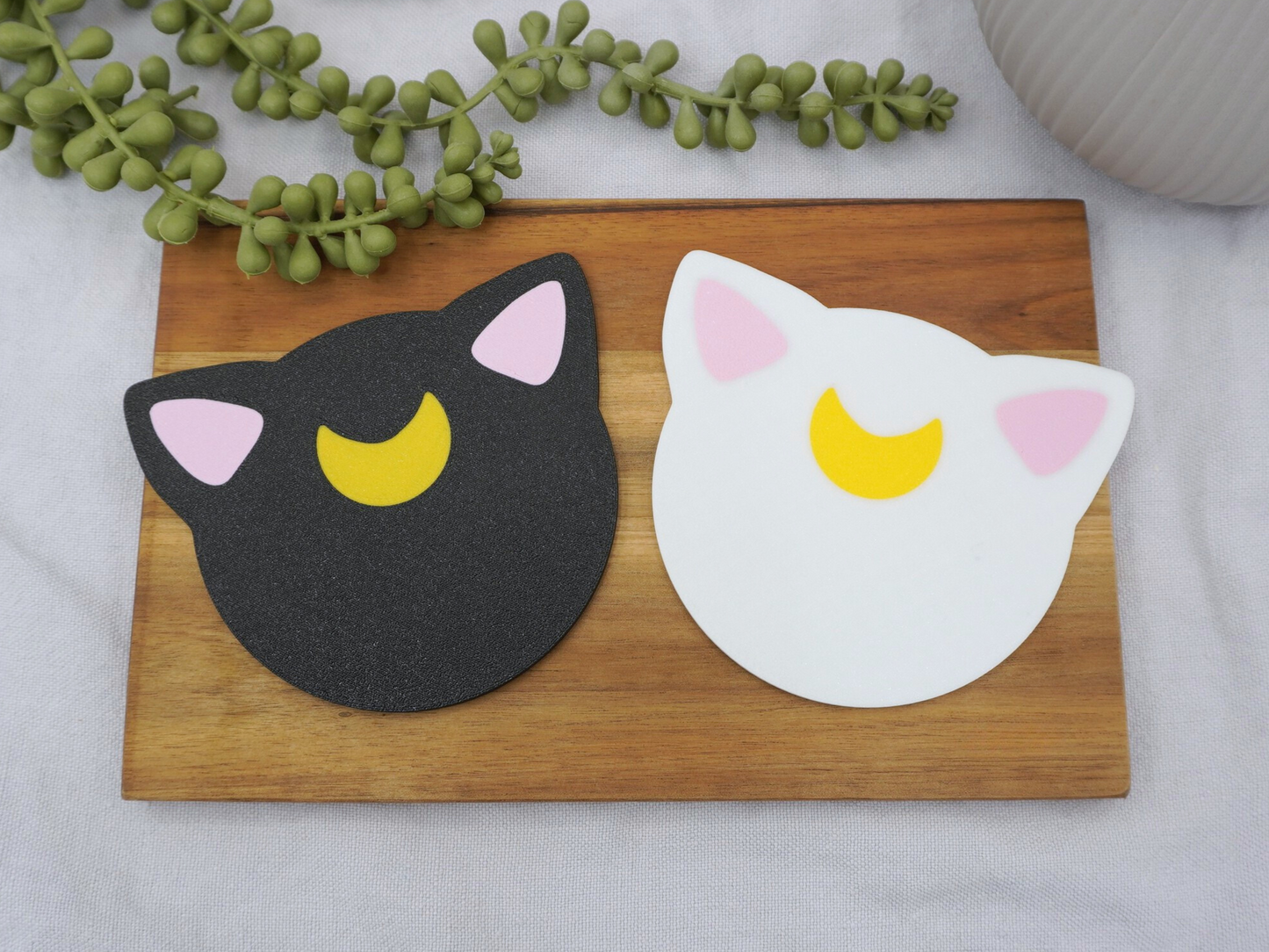 Untersetzer Katzen, Luna, Artemis, Sailor Moon inspirierte Tassenuntersetzer