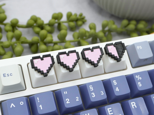 Pixel Minecraft Herzen Keycaps in pink, 4er-Set, Cherry MX Keycap