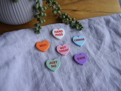 Anti-Valentinstag Candy-Heart Kühlschrankmagneten, 6er-Set