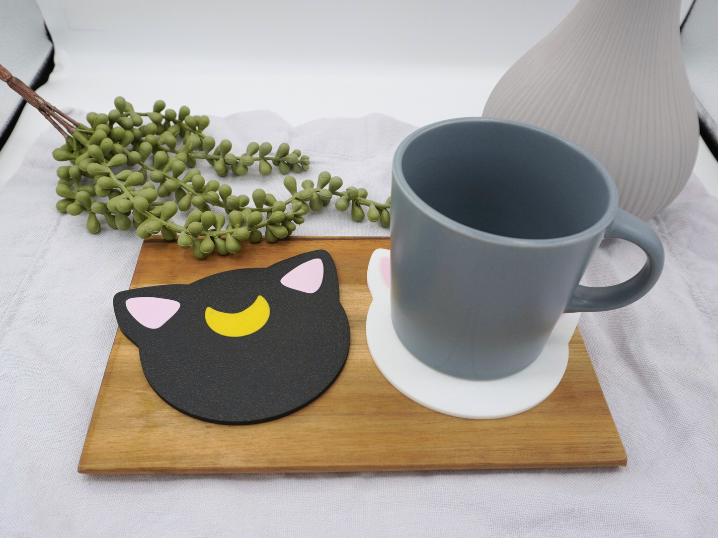 Untersetzer Katzen, Luna, Artemis, Sailor Moon inspirierte Tassenuntersetzer