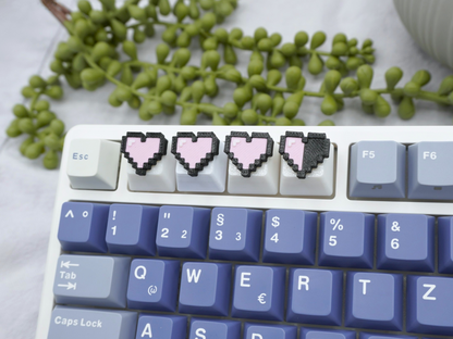 Pixel Minecraft Hearts Keycaps in Pink, Set of 4, Cherry MX Keycap