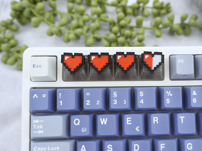 Pixel Herzen Zelda Keycaps, rot, 4er-Set, Cherry MX Keycap
