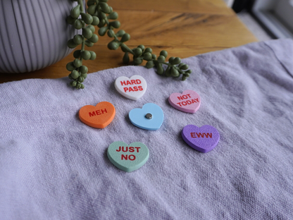 Anti-Valentinstag Candy-Heart Kühlschrankmagneten, 6er-Set
