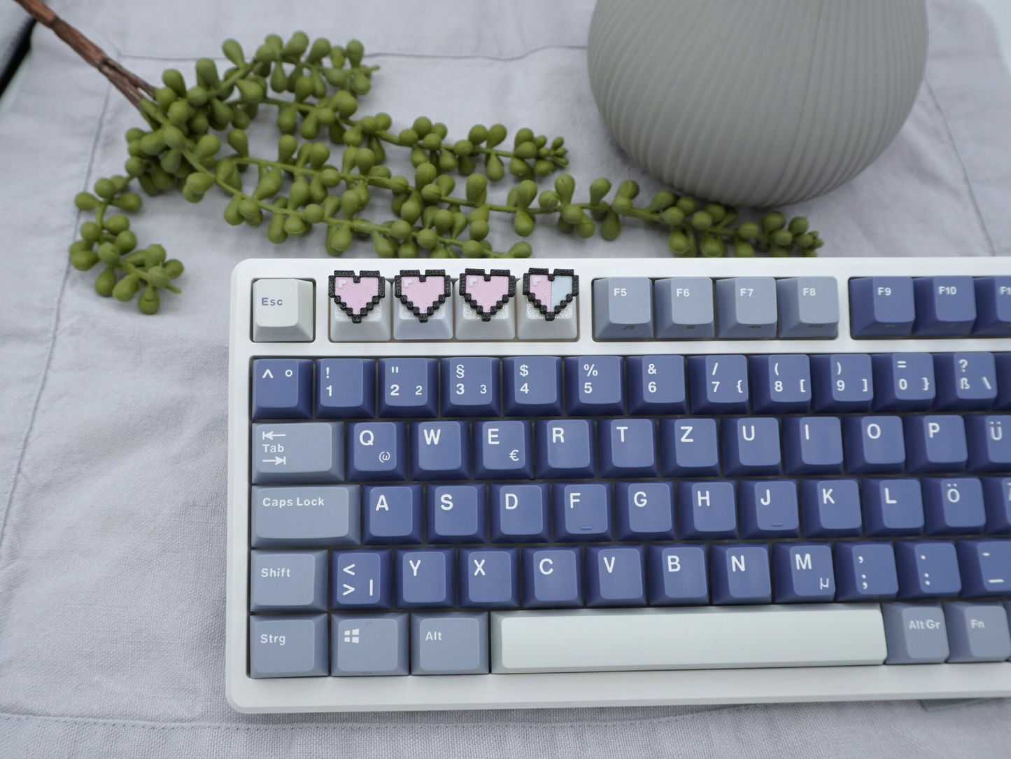 Zelda Pixel Herzen Keycaps, pink, 4er-Set, Cherry MX Keycap