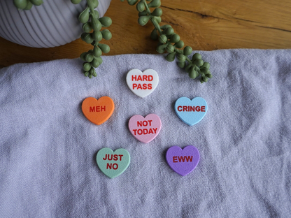 Anti-Valentinstag Candy-Heart Kühlschrankmagneten, 6er-Set, Kühlschrank, Spülmaschine, Whiteboard Magnet, lustige Geschenkidee, für Freundin