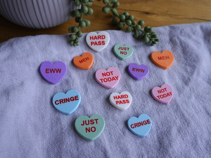 Anti-Valentinstag Candy-Heart Kühlschrankmagneten, 6er-Set