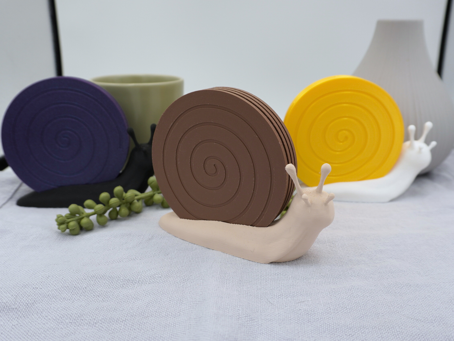 Personalisierbare Untersetzer Schnecke, 4er-Set