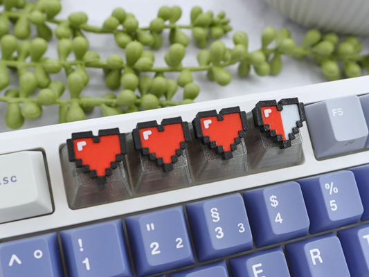 Pixel Herzen Zelda Keycaps, rot, 4er-Set, Cherry MX Keycap