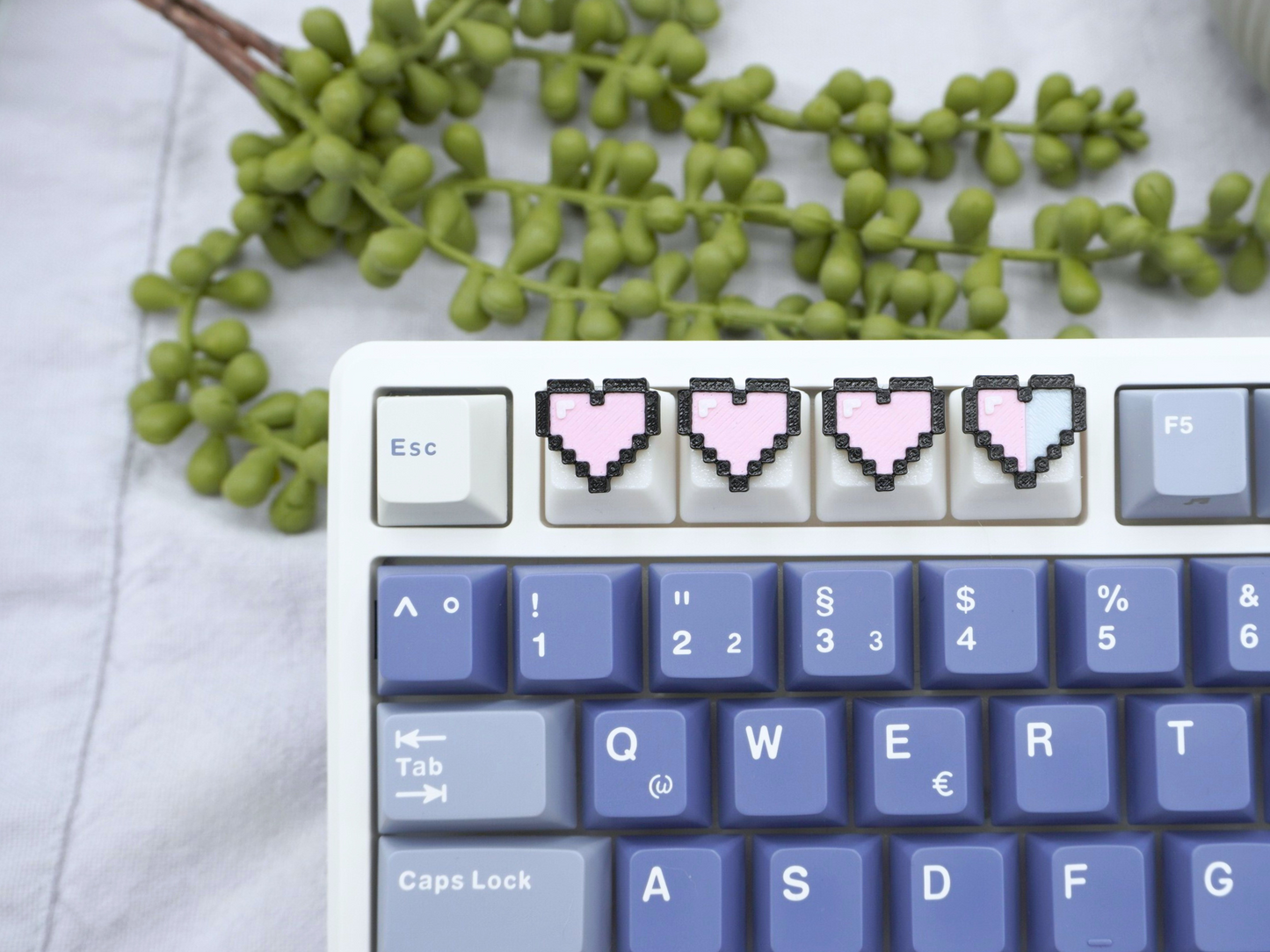 Zelda Pixel Herzen Keycaps, pink, 4er-Set, Cherry MX Keycap