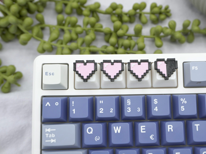 Pixel Minecraft Hearts Keycaps in Pink, Set of 4, Cherry MX Keycap