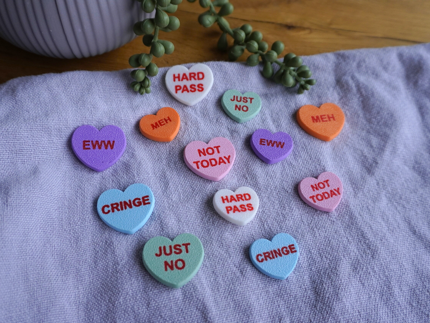 Anti-Valentinstag Candy-Heart Kühlschrankmagneten, 6er-Set, Kühlschrank, Spülmaschine, Whiteboard Magnet, lustige Geschenkidee, für Freundin