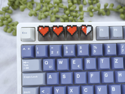 Pixel Herzen Zelda Keycaps, rot, 4er-Set, Cherry MX Keycap