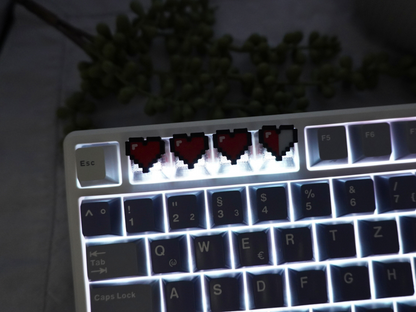 Pixel Herzen Zelda Keycaps, rot, 4er-Set, Cherry MX Keycap