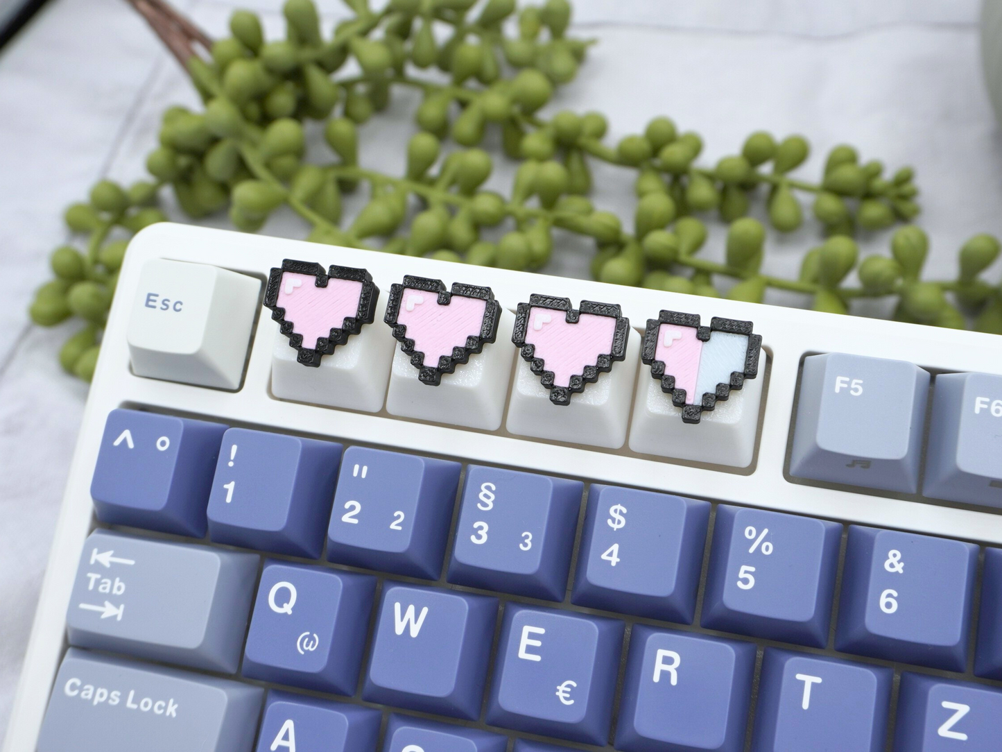 Zelda Pixel Herzen Keycaps, pink, 4er-Set, Cherry MX Keycap
