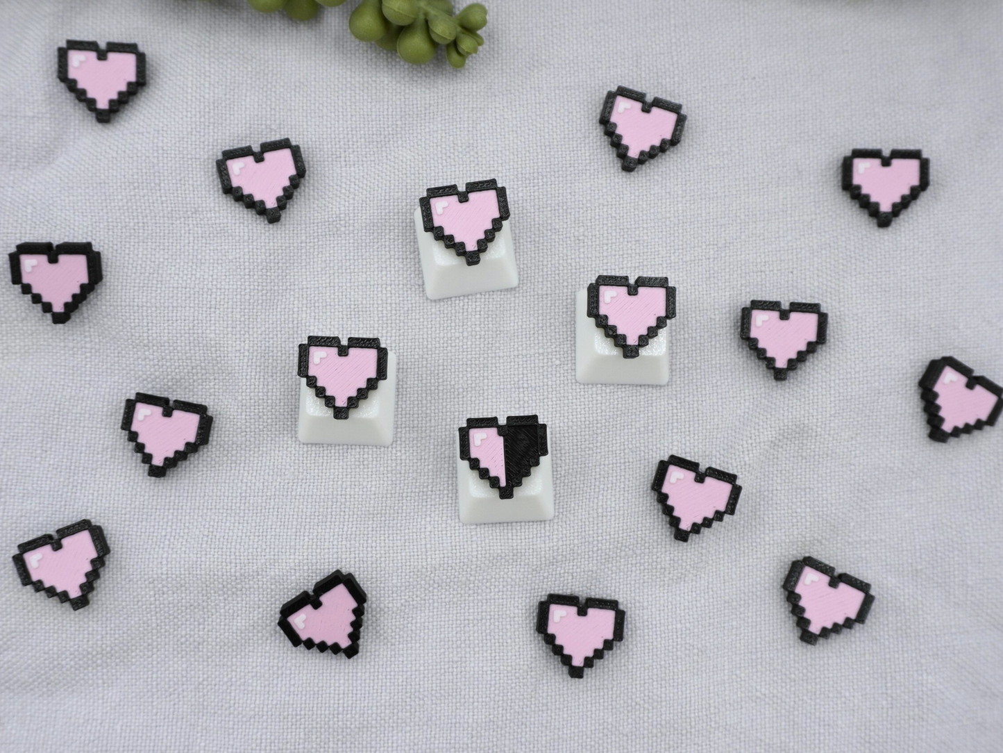 Pixel Minecraft Hearts Keycaps in Pink, Set of 4, Cherry MX Keycap