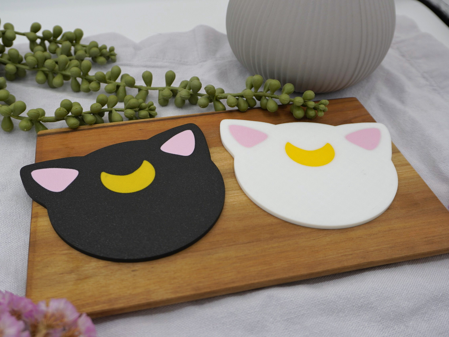 Untersetzer Katzen, Luna, Artemis, Sailor Moon inspirierte Tassenuntersetzer