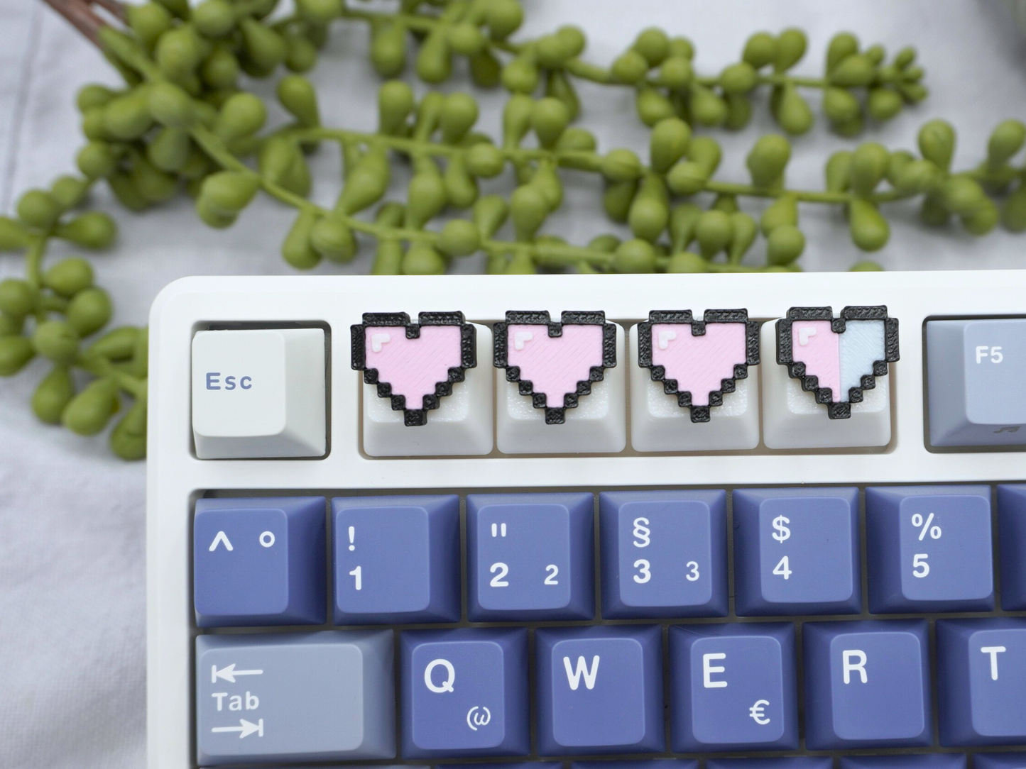 Zelda Pixel Herzen Keycaps, pink, 4er-Set, Cherry MX Keycap