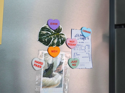 Anti-Valentinstag Candy-Heart Kühlschrankmagneten, 6er-Set