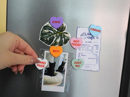 Anti-Valentinstag Candy-Heart Kühlschrankmagneten, 6er-Set, Kühlschrank, Spülmaschine, Whiteboard Magnet, lustige Geschenkidee, für Freundin