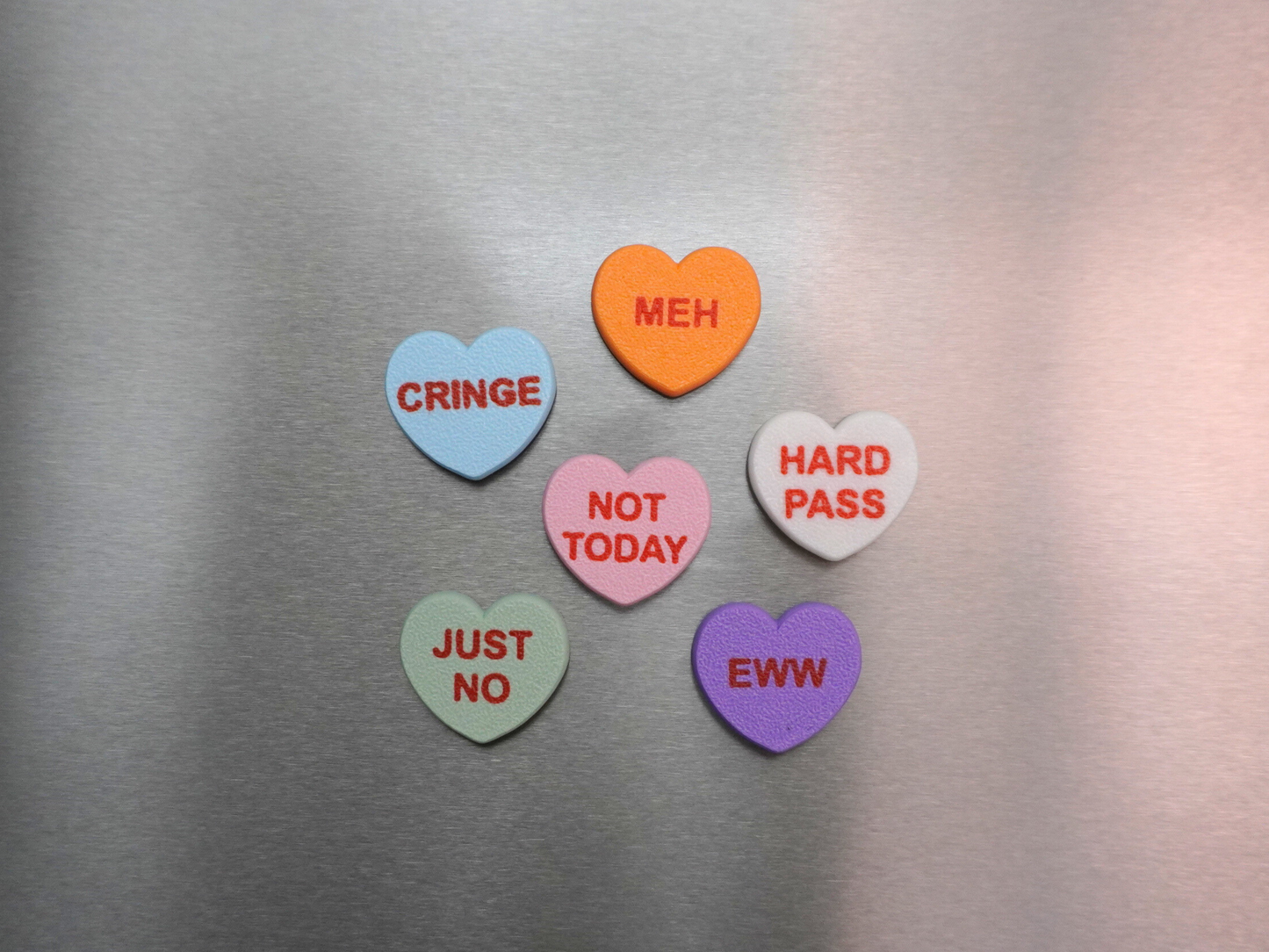 Anti-Valentinstag Candy-Heart Kühlschrankmagneten, 6er-Set