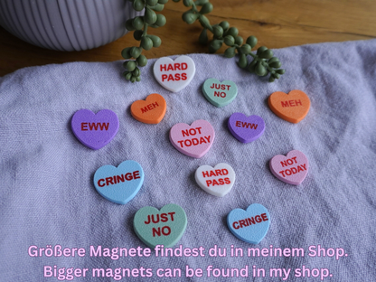 Anti-Valentinstag Candy-Heart Kühlschrankmagneten, 6er-Set, Kühlschrank, Spülmaschine, Whiteboard Magnet, lustige Geschenkidee, für Freundin