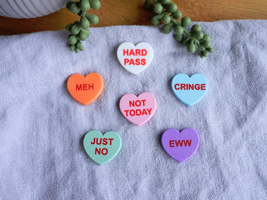 Anti-Valentinstag Candy-Heart Kühlschrankmagneten, 6er-Set