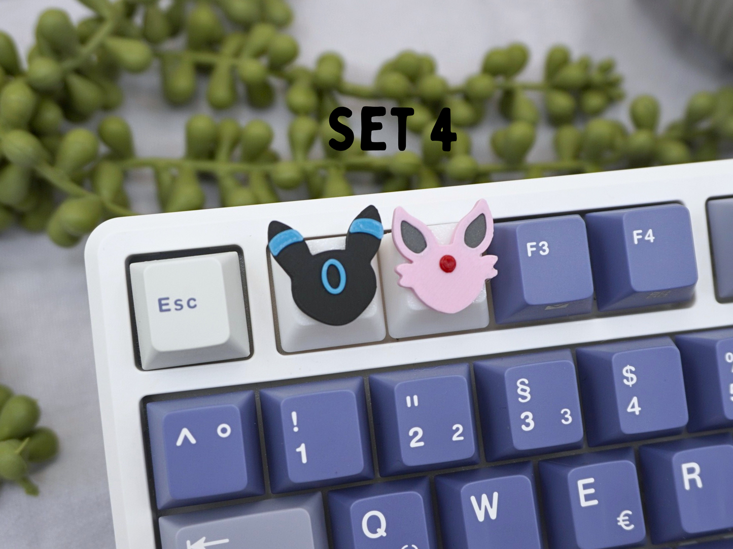 Umbreon and Espeon Keycap, 4-piece set or 2-piece set, Cherry MX Keycap