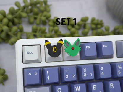 Umbreon and Espeon Keycap, 4-piece set or 2-piece set, Cherry MX Keycap
