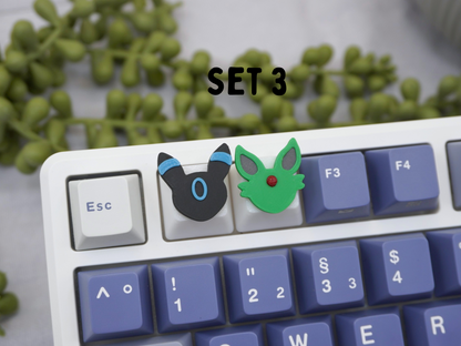 Umbreon and Espeon Keycap, 4-piece set or 2-piece set, Cherry MX Keycap