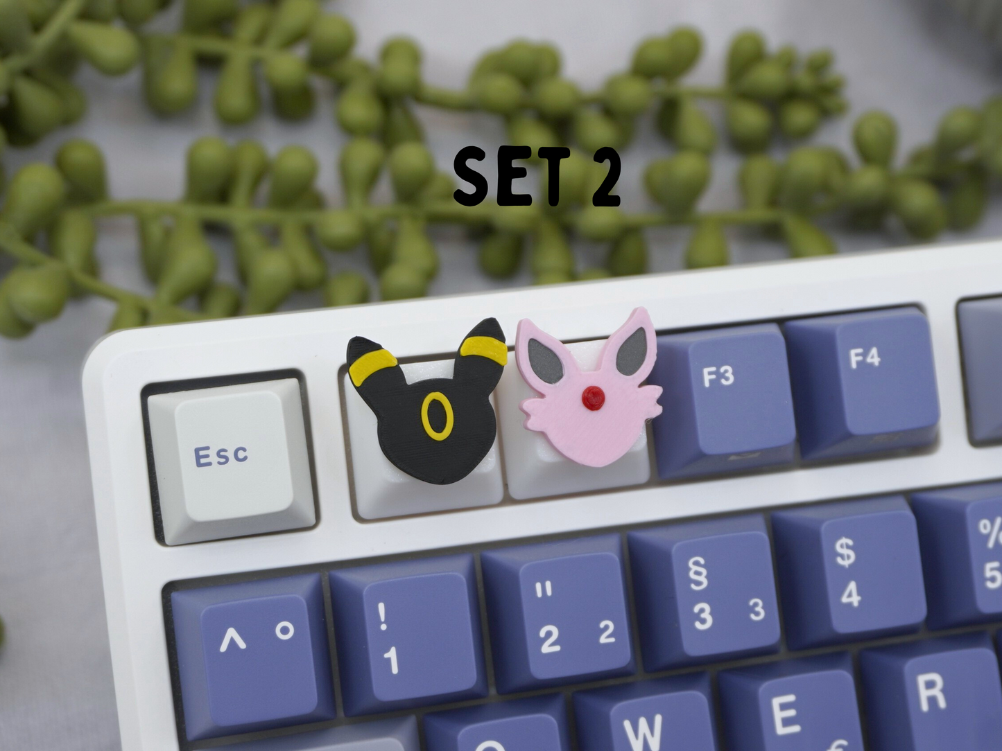 Umbreon and Espeon Keycap, 4-piece set or 2-piece set, Cherry MX Keycap