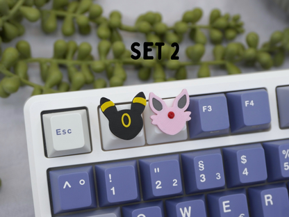 Umbreon and Espeon Keycap, 4-piece set or 2-piece set, Cherry MX Keycap