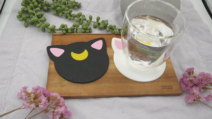 Untersetzer Katzen, Luna, Artemis, Sailor Moon inspirierte Tassenuntersetzer