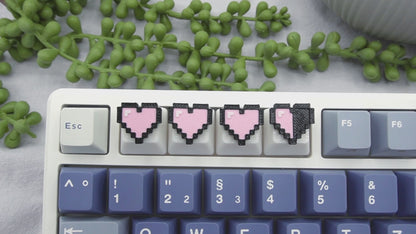 Pixel Minecraft Hearts Keycaps in Pink, Set of 4, Cherry MX Keycap
